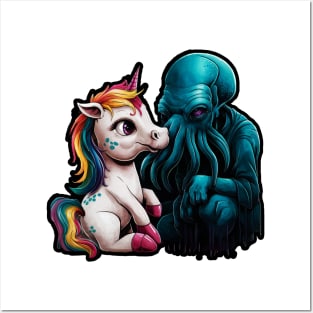 unicorn and cthulu Posters and Art